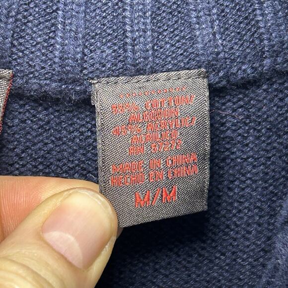 Perry Ellis Sweater Mens Medium Navy Mock Neck 1/4 Zip Long Sleeve Pullover - Picture 3 of 7